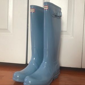 Hunter Original Tall Gloss Pale Blue Rainboots